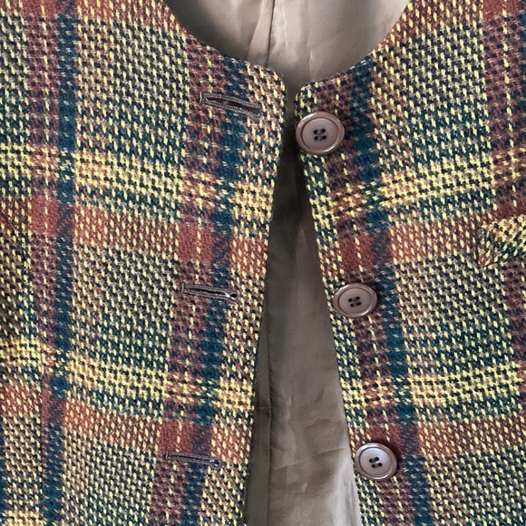 Vintage 1990’s Wool Blend Oversized Tartan Blazer & Skirt Size S - Picture 3 of 15